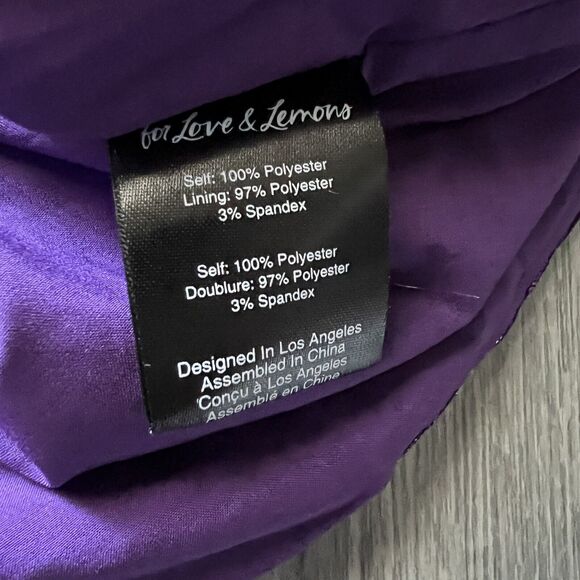 For Love And Lemons Dress Extra Small La Villette Polkadot Mini Ruched Purple - Picture 13 of 14